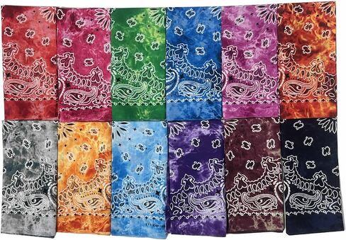 Paisley Bandanas 12 Piece Novelty Handkerchief Scarfs Headband Cotton Headwear in Saudi Arabia