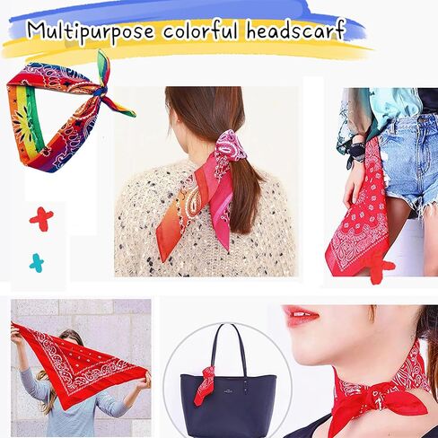 Paisley Bandanas 12 Piece Novelty Handkerchief Scarfs Headband Cotton Headwear in Saudi Arabia