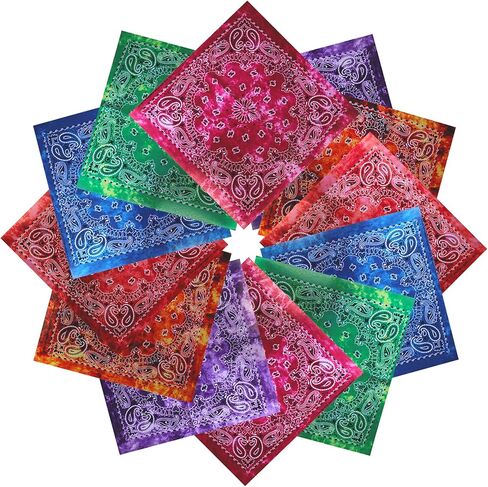 Paisley Bandanas 12 Piece Novelty Handkerchief Scarfs Headband Cotton Headwear in Saudi Arabia