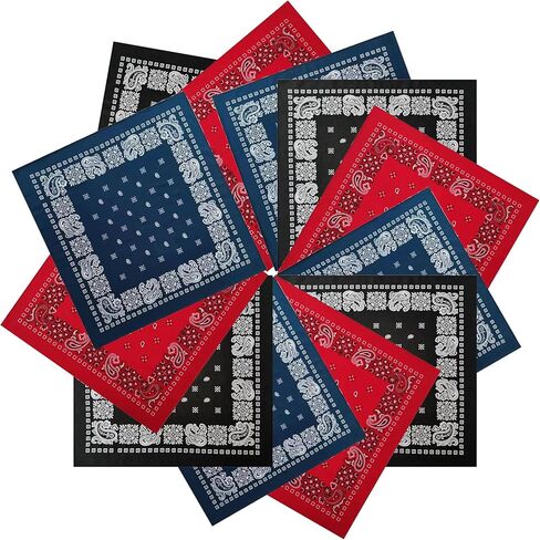 Paisley Bandanas 12 Piece Novelty Handkerchief Scarfs Headband Cotton Headwear in Saudi Arabia