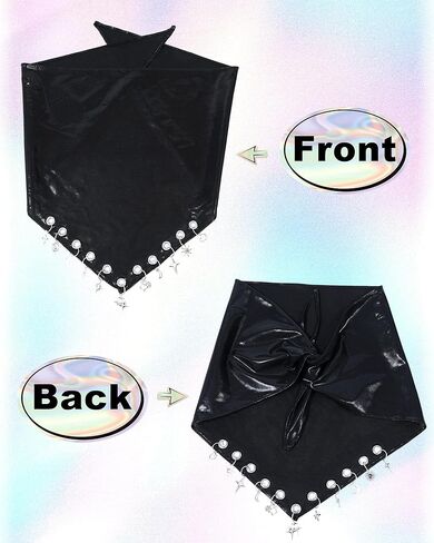 Punk Triangle Head Scarf with Metal Charms - Y2K Sparkly Bandana for Women | Vintage Neck Scarf for Festival Party Concert in Saudi Arabia