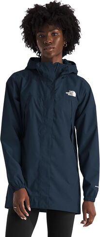 سترة المطر Antora للسيدات من The North Face - سترة طويلة مقاومة للرياح ومقاومة للماء، غطاء رأس قابل للتعديل، جيوب آمنة بسحاب، أزرق داكن، مقاس كبير in Kuwait