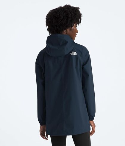 سترة المطر Antora للسيدات من The North Face - سترة طويلة مقاومة للرياح ومقاومة للماء، غطاء رأس قابل للتعديل، جيوب آمنة بسحاب، أزرق داكن، مقاس كبير in Kuwait