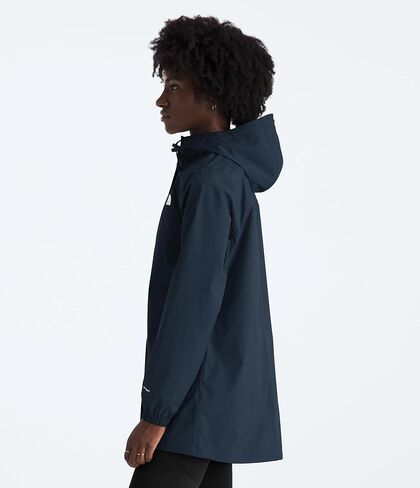 سترة المطر Antora للسيدات من The North Face - سترة طويلة مقاومة للرياح ومقاومة للماء، غطاء رأس قابل للتعديل، جيوب آمنة بسحاب، أزرق داكن، مقاس كبير in Kuwait