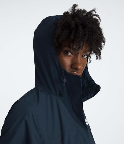 سترة المطر Antora للسيدات من The North Face - سترة طويلة مقاومة للرياح ومقاومة للماء، غطاء رأس قابل للتعديل، جيوب آمنة بسحاب، أزرق داكن، مقاس كبير in Kuwait