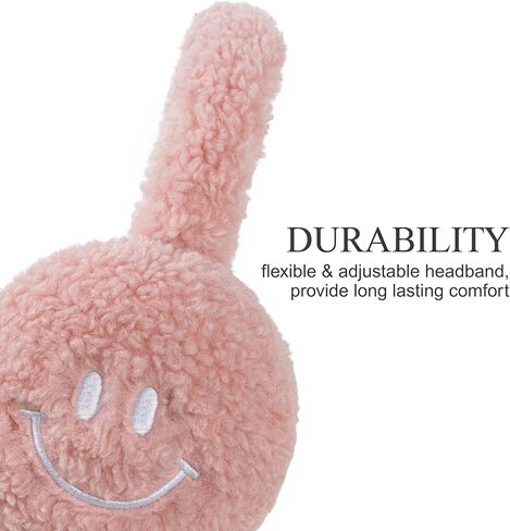 F Flammi Ear Muffs for Winter Women, Adjustable Head Band Fuzzy Faux Fur Earmuffs Foldable Ear Warmer Girl Soft Smiley Face in Saudi Arabia