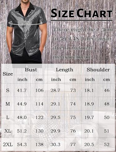 SEAUR Men's Sequin Shirt Short Sleeve V-Neck Sparkle Polo Button Down Shirts Disco Nightclub Outfit in Saudi Arabia