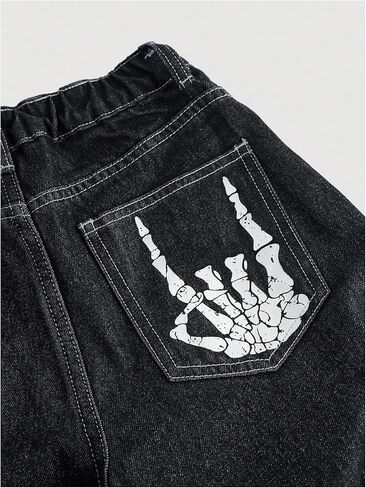 Verdusa Girl's Goth Wide Leg Baggy Jeans Streetwear Loose Denim Pants with Pockets in Saudi Arabia