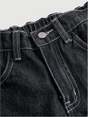 Verdusa Girl's Goth Wide Leg Baggy Jeans Streetwear Loose Denim Pants with Pockets in Saudi Arabia