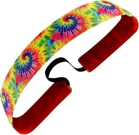 Sweaty Bands Womens Girls Headband - Non-Slip, Velvet-Lined Tie-Dye Hairband - Rainbow Swirl Multi-Colored 1-Inch in Saudi Arabia