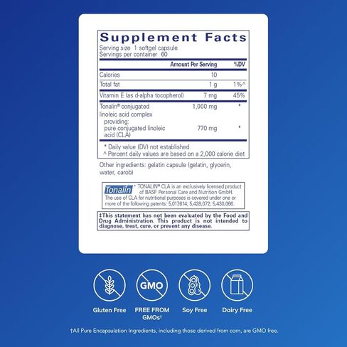 Pure Encapsulations CLA (Conjugated Linoleic Acid) 1,000 mg | Promotes Healthy Body Composition with Exercise* | 60 Softgel Capsules in Saudi Arabia