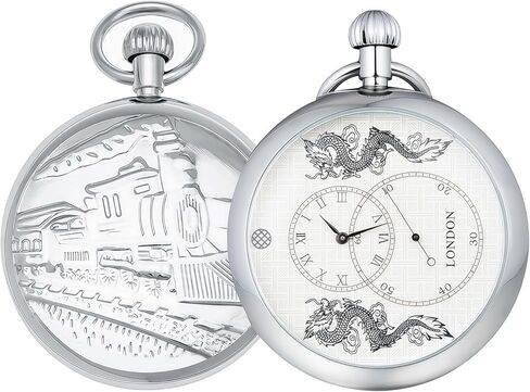 Steampunk Pocket Watch Skeleton Mechanical Gear Hand-Wind Roman Numerals Antique Chain Mens in Saudi Arabia