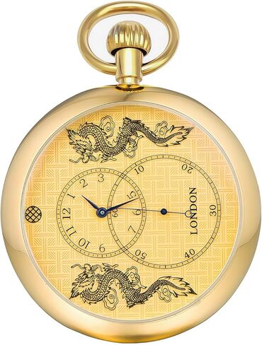 Steampunk Pocket Watch Skeleton Mechanical Gear Hand-Wind Roman Numerals Antique Chain Mens in Saudi Arabia