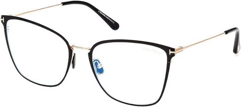 توم فورد FT5839-B إطار نظارة على شكل فراشة + حزمة مع طقم تنظيف النظارات eSHADES، 56 مم، أسود لامع (56 مم) in Kuwait