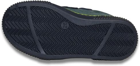 Kids Boys’ Genuine Leather Shoes – Ergonomic Supportive Sole, Stable Heel, Flexible Forefoot, Adjustable Hook & Loop Straps, Embroidered Design – Navy Blue/Green with Race Car Design in Saudi Arabia