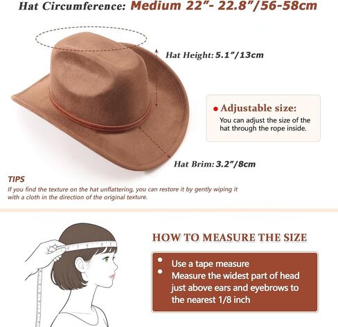 DRESHOW Cowboy Hat for Women and Men Wide Brim Western Cowboy Cowgirl Hat with Belt Buckle Unisex Rolled up Caps in Saudi Arabia