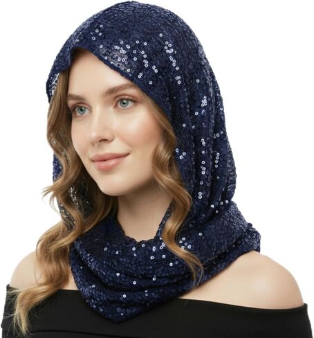 وشاح الهذيان ذو القلنسوة بالترتر، إكسسوارات الزي للنساء وشاح الرأس اللامع بقلنسوة لزي حفلات الهالوين in Kuwait
