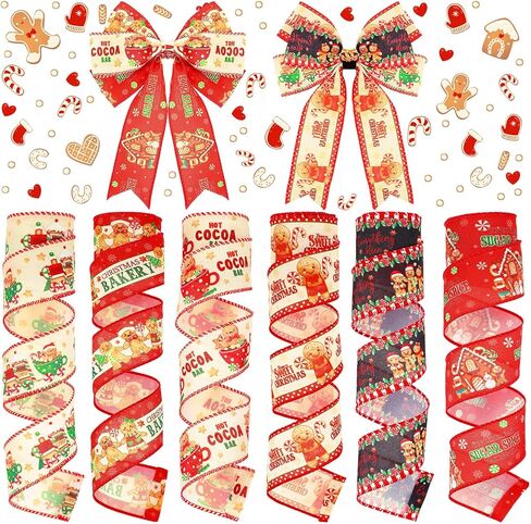 6 Rolls 30 Yards Christmas Wired Ribbon 2 Inch Blue Christmas Ribbons Snowflake Reindeer Snowman Ribbons Winter Swirl Burlap Gift Wrapping Ribbon for Xmas Tree DIY Craft Bow Wreath Decorations in Saudi Arabia