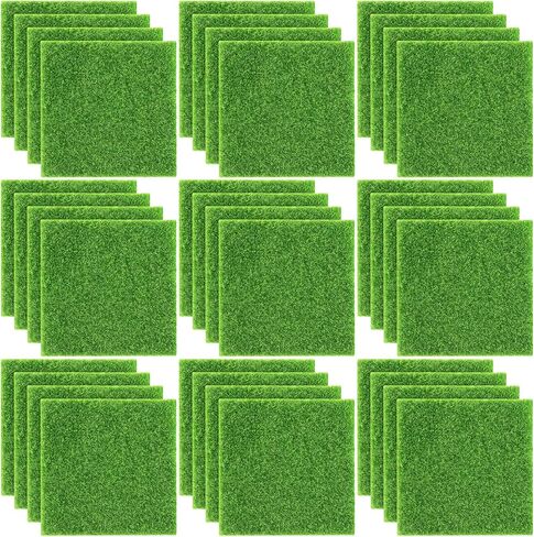 Elcoho 12 Pieces Fake Grass for Crafts Fairy Garden Grass 6 x 6 Inches Artificial Garden Grass for Miniature Ornament Garden Dollhouse DIY Decoration in Kuwait