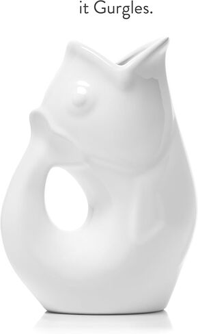 مجموعة هدايا كومبو من Gurgle Pot Fish Pitcher Combo، إبريق كبير سعة 42 أونصة، هزازات ملح وفلفل متطابقة مع مناشف المطبخ. إبريق مزخرف "يقرقر" عند الصب (مناشف مخططة باللون الأحمر) in Kuwait