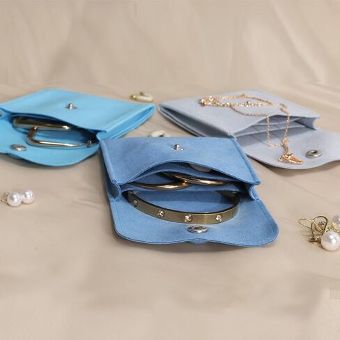 3pcs Small Jewelry Bags Button Jewelry Pouches Jewelry Organizer Cases Jewerly Rolls Small Bags for Jewelry Gift Bags Little Bags for Jewelry Travel Jewelry Pouch, 3"x3", Blue in Saudi Arabia