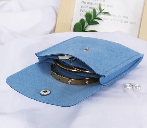 3pcs Small Jewelry Bags Button Jewelry Pouches Jewelry Organizer Cases Jewerly Rolls Small Bags for Jewelry Gift Bags Little Bags for Jewelry Travel Jewelry Pouch, 3"x3", Blue in Saudi Arabia
