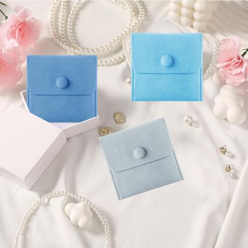 3pcs Small Jewelry Bags Button Jewelry Pouches Jewelry Organizer Cases Jewerly Rolls Small Bags for Jewelry Gift Bags Little Bags for Jewelry Travel Jewelry Pouch, 3"x3", Blue in Saudi Arabia