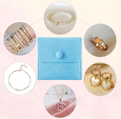3pcs Small Jewelry Bags Button Jewelry Pouches Jewelry Organizer Cases Jewerly Rolls Small Bags for Jewelry Gift Bags Little Bags for Jewelry Travel Jewelry Pouch, 3"x3", Blue in Saudi Arabia
