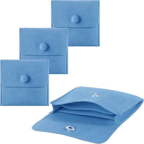 3pcs Small Jewelry Bags Button Jewelry Pouches Jewelry Organizer Cases Jewerly Rolls Small Bags for Jewelry Gift Bags Little Bags for Jewelry Travel Jewelry Pouch, 3"x3", Blue in Saudi Arabia