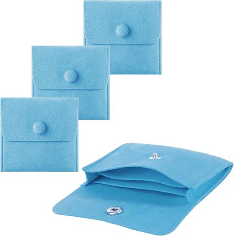3pcs Small Jewelry Bags Button Jewelry Pouches Jewelry Organizer Cases Jewerly Rolls Small Bags for Jewelry Gift Bags Little Bags for Jewelry Travel Jewelry Pouch, 3"x3", Blue in Saudi Arabia