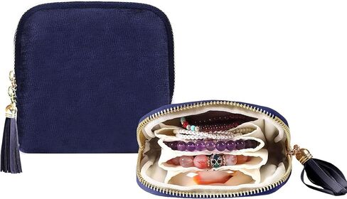 shunmei Small Travel Jewelry Case Mini Travel Jewelry Bag Portable Organizer Storage Pouch for Necklaces, Earrings, Rings, Bracelets, Crystal Jewelry Roll Travel Accessory Gifts for Women Girls-Red in Saudi Arabia
