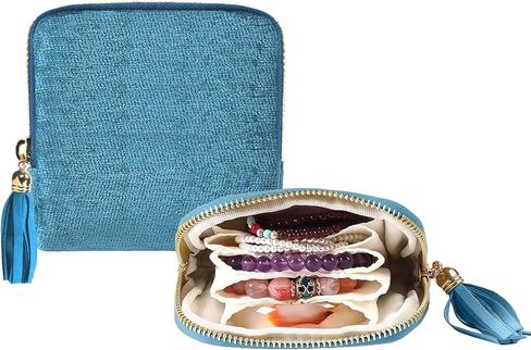 shunmei Small Travel Jewelry Case Mini Travel Jewelry Bag Portable Organizer Storage Pouch for Necklaces, Earrings, Rings, Bracelets, Crystal Jewelry Roll Travel Accessory Gifts for Women Girls-Red in Saudi Arabia