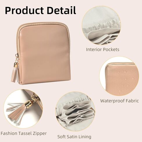 shunmei Mini Travel Jewelry Bag, Small Travel Jewelry Case, Portable Leather Jewelry Pouches for Storage, Necklaces, Earrings, Rings, Bracelets Organizer, Christmas Gifts for Women Girls-Coffee in Saudi Arabia