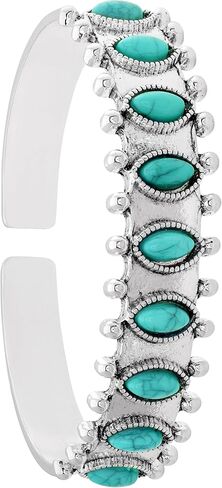 MINACHI Created Turquoise Bangle For Women - Pear Shape Silver-Overlay Cuff Bangle Jewelry in Saudi Arabia