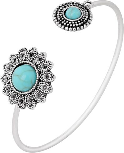 MINACHI Created Turquoise Bangle For Women - Pear Shape Silver-Overlay Cuff Bangle Jewelry in Saudi Arabia