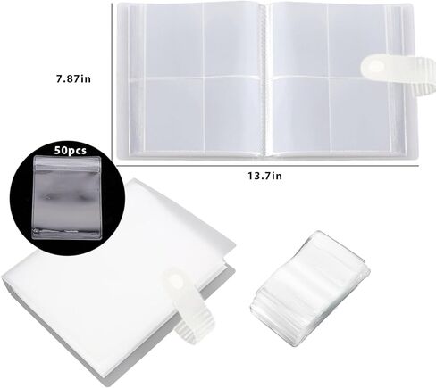 Transparent Zippered Jewelry Organizer Binder Book with Clear Pockets for Rings Earrings Bracelets Storage for Wife Mom(Four Grid) in Saudi Arabia