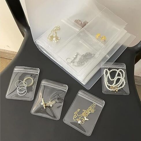 Transparent Zippered Jewelry Organizer Binder Book with Clear Pockets for Rings Earrings Bracelets Storage for Wife Mom(Four Grid) in Saudi Arabia