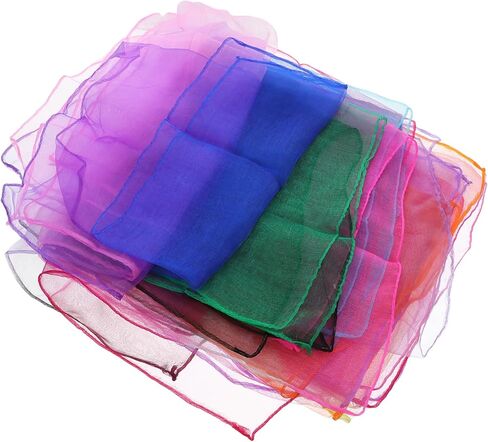 VICASKY 12 قطعة من أوشحة الرقص ذات الألوان المتدرجة أوشحة شعوذة ناعمة لأداء مرحلة الدعائم للأولاد حزمة هدايا لون عشوائي in Kuwait