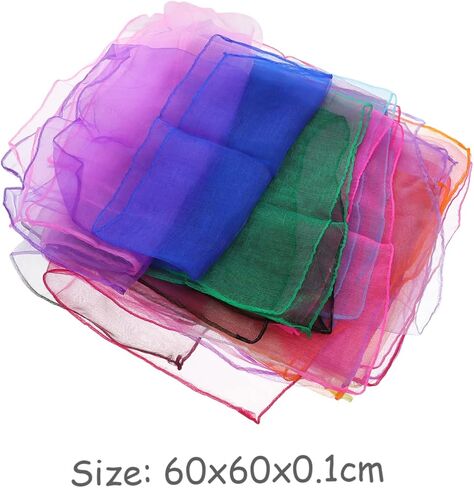 VICASKY 12 قطعة من أوشحة الرقص ذات الألوان المتدرجة أوشحة شعوذة ناعمة لأداء مرحلة الدعائم للأولاد حزمة هدايا لون عشوائي in Kuwait