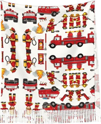 Little Boys And Girls In Firefighters Imitation Cashmere Long Velvet Fringe Scarf (Vertical Style) in Saudi Arabia