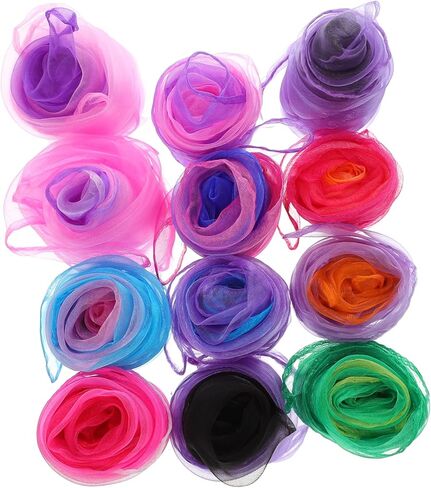 DECHOUS 12PCS Gradient Dance Scarves for Soft Gauze Juggling Scarves Random Colors Stage Performance Props Boys Random Color in Saudi Arabia