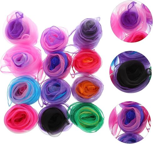 DECHOUS 12PCS Gradient Dance Scarves for Soft Gauze Juggling Scarves Random Colors Stage Performance Props Boys Random Color in Saudi Arabia