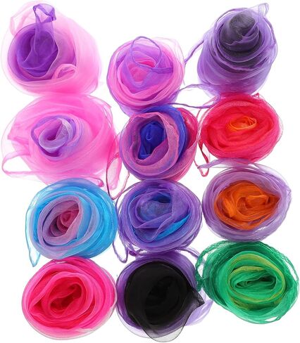 BESPORTBLE 12PCS Gradient Color Dance Scarves for Juggling Scarves Soft Skin Friendly Gauze Stage Performance Props Gift Random Color in Saudi Arabia