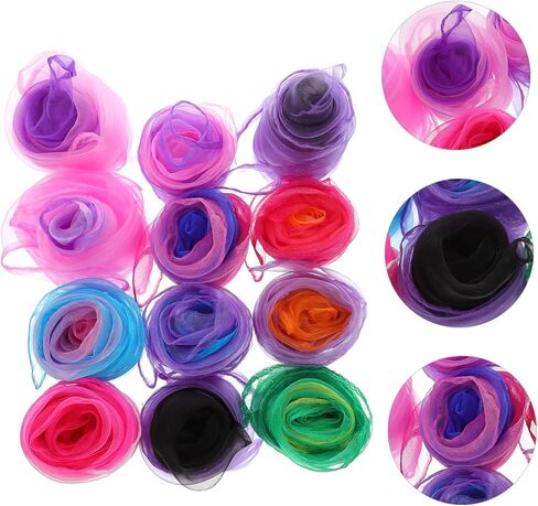 BESPORTBLE 12PCS Gradient Color Dance Scarves for Juggling Scarves Soft Skin Friendly Gauze Stage Performance Props Gift Random Color in Saudi Arabia