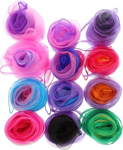 BESPORTBLE 12PCS Gradient Color Dance Scarves Juggling Gauze Scarves for Performance and Decoration Soft Skin Friendly Fabric Suitable for Kindergarten and Dance Groups Random Color in Saudi Arabia