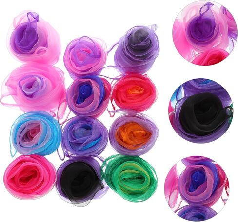 BESPORTBLE 12PCS Gradient Color Dance Scarves Juggling Gauze Scarves for Performance and Decoration Soft Skin Friendly Fabric Suitable for Kindergarten and Dance Groups Random Color in Saudi Arabia