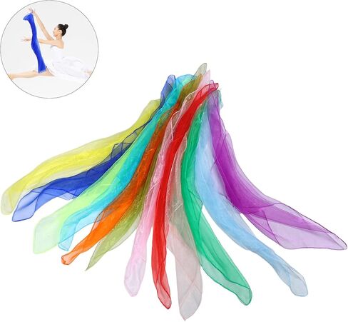LOGOFUN 24pcs Square Juggling Scarves Dance Handkerchiefs Performance Accessories for Kids Shows 60x60cm in Saudi Arabia