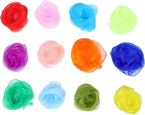 LOGOFUN 24pcs Square Juggling Scarves Dance Handkerchiefs Performance Accessories for Kids Shows 60x60cm in Saudi Arabia