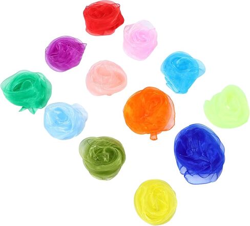 LOGOFUN 24pcs Square Juggling Scarves Dance Handkerchiefs Performance Accessories for Kids Shows 60x60cm in Saudi Arabia