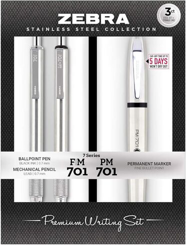 Zebra Pen Stainless Steel Writing Set, M-301 Mechanical Pencil and F-301 Mechanical Pencil, Black Grip, 2-Pack in Saudi Arabia